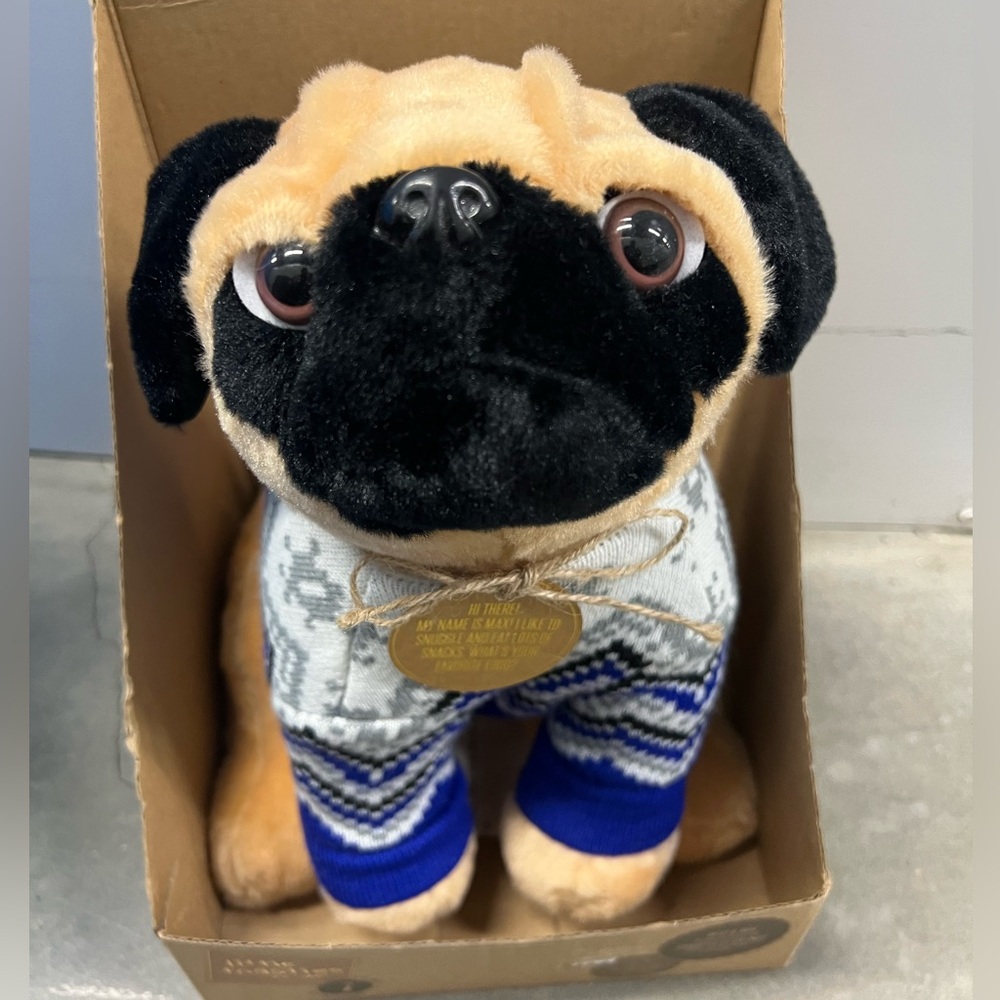 LITTLE TOASTIES PLUSH PUG DOG‎ MAXI TOY BROWN & BLACK HEAT & HUG
